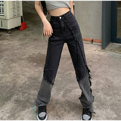 High Waist Full Length Straight Street wear Denim Jeans Mssza