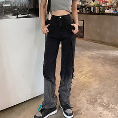 High Waist Full Length Straight Street wear Denim Jeans Mssza