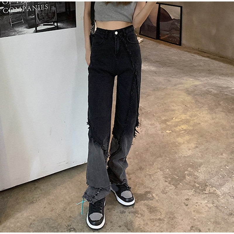 High Waist Full Length Straight Street wear Denim Jeans Mssza