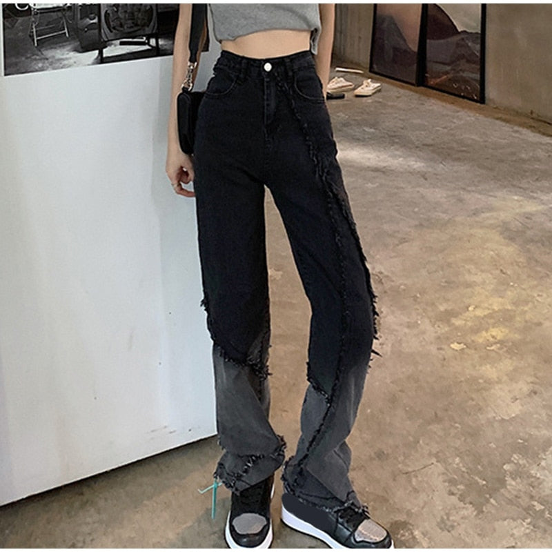 High Waist Full Length Straight Street wear Denim Jeans Mssza
