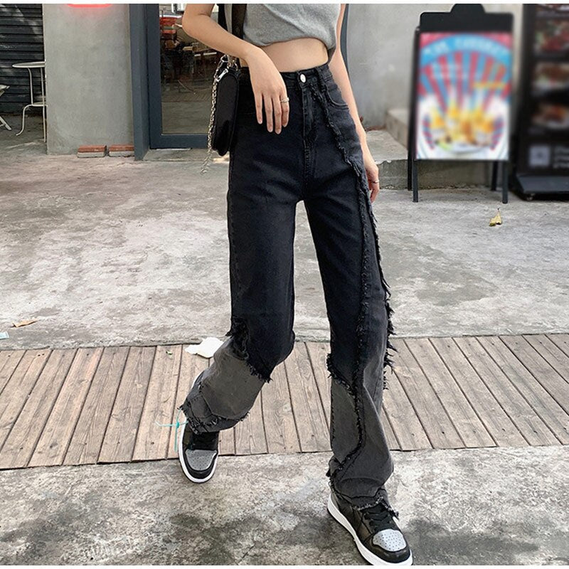 High Waist Full Length Straight Street wear Denim Jeans Mssza