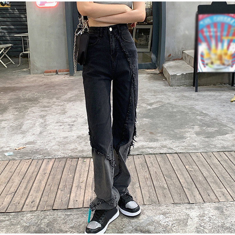 High Waist Full Length Straight Street wear Denim Jeans Mssza