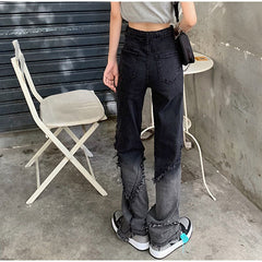 High Waist Full Length Straight Street wear Denim Jeans Mssza