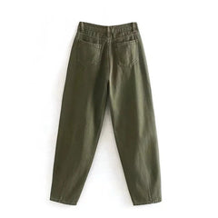 High Waist Loose Pockets Boyfriend Pants Mssza