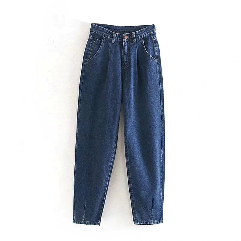 High Waist Loose Pockets Boyfriend Pants Mssza