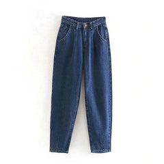 High Waist Loose Pockets Boyfriend Pants Mssza