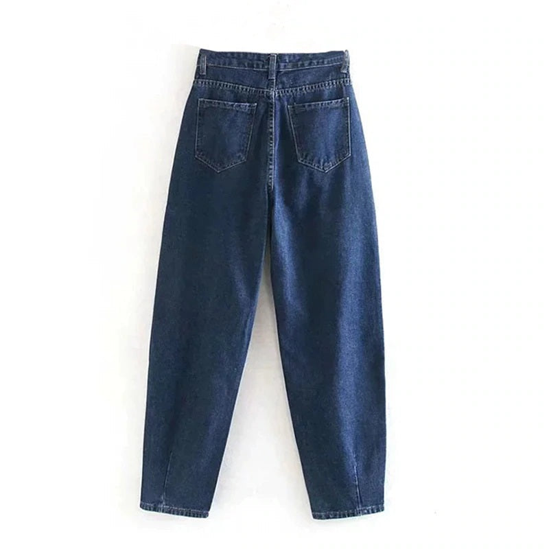High Waist Loose Pockets Boyfriend Pants Mssza