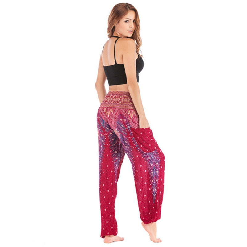 High Waist Loose Print Lantern Yoga Pants Mssza