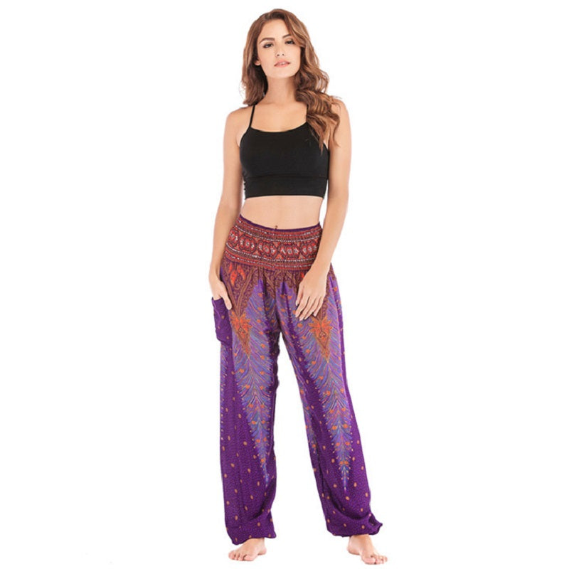 High Waist Loose Print Lantern Yoga Pants Mssza