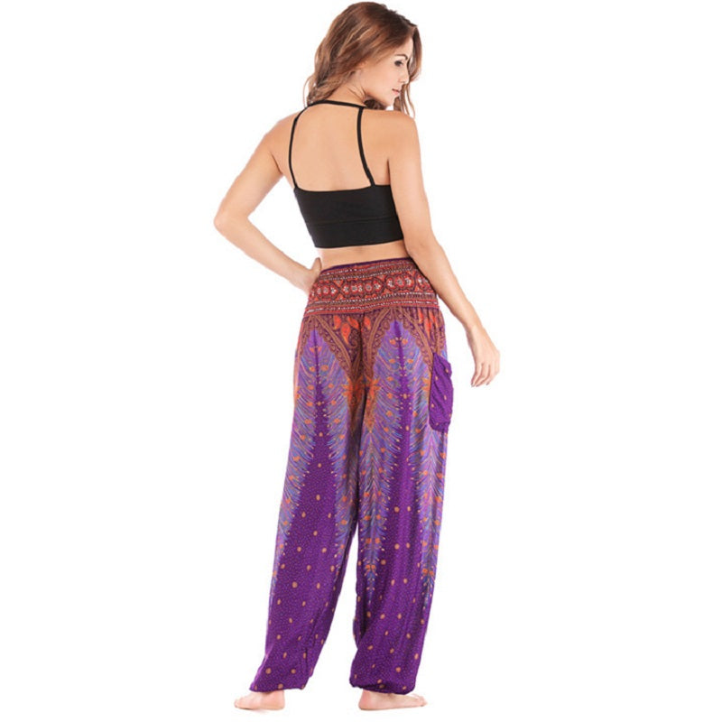 High Waist Loose Print Lantern Yoga Pants Mssza