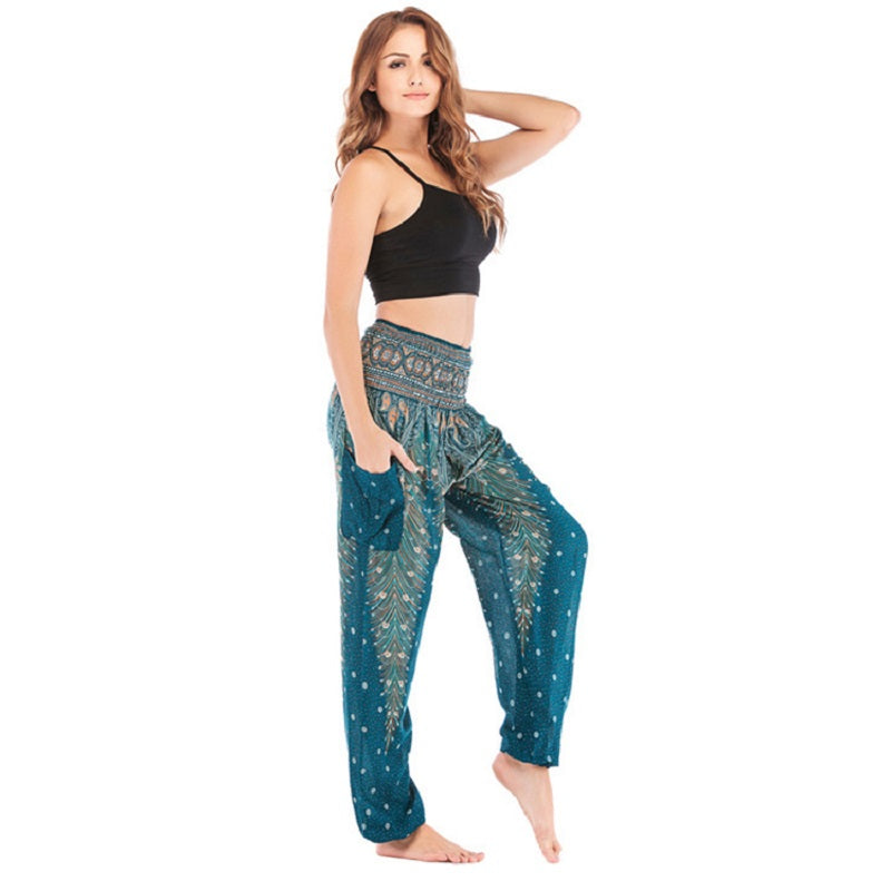 High Waist Loose Print Lantern Yoga Pants Mssza