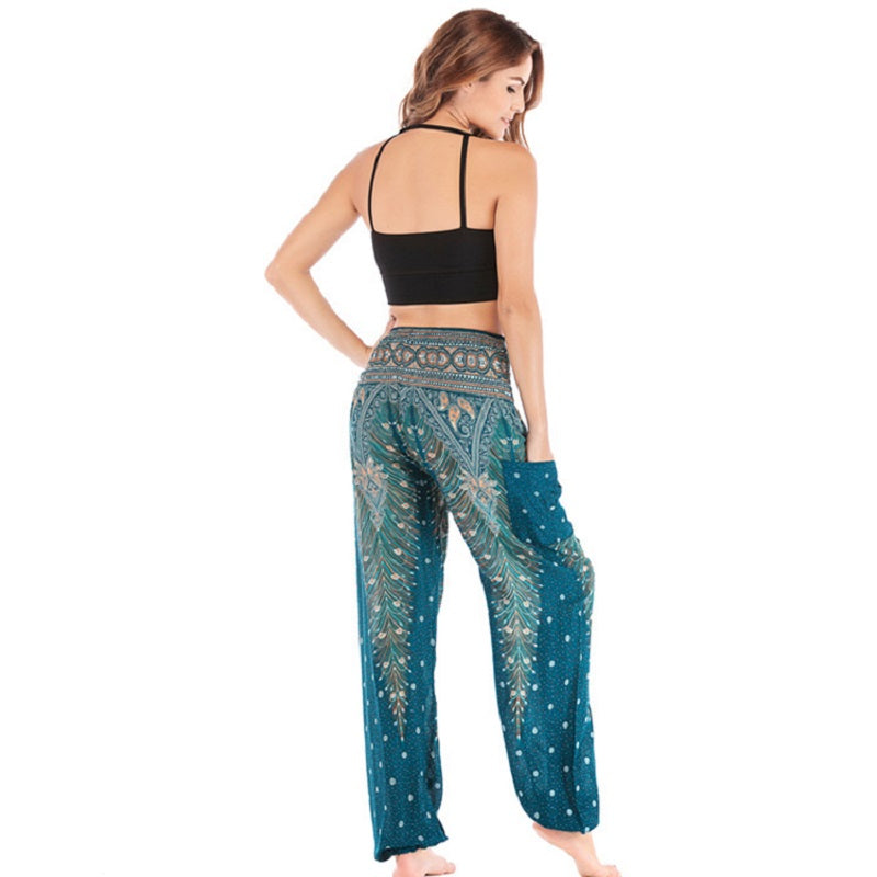 High Waist Loose Print Lantern Yoga Pants Mssza