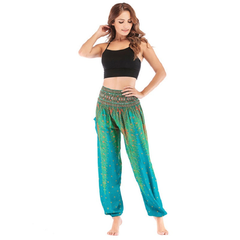 High Waist Loose Print Lantern Yoga Pants Mssza