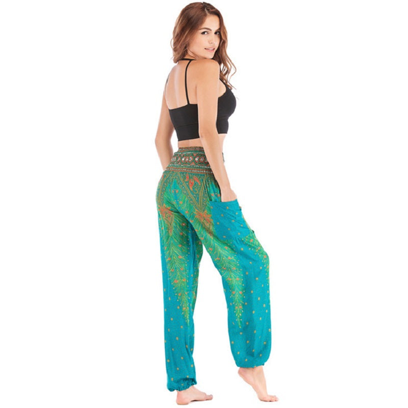 High Waist Loose Print Lantern Yoga Pants Mssza