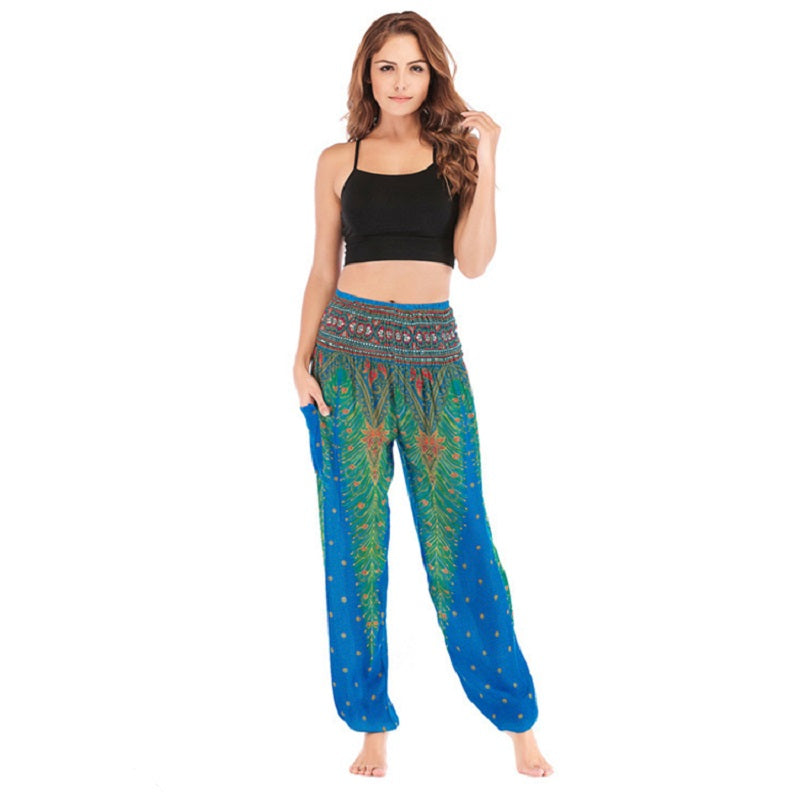 High Waist Loose Print Lantern Yoga Pants Mssza