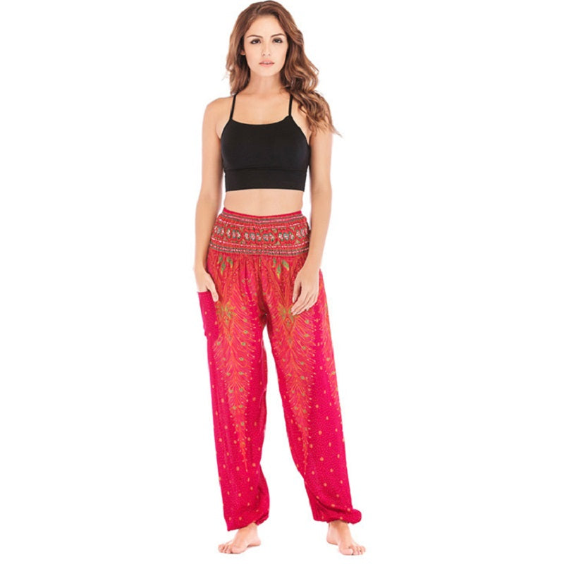 High Waist Loose Print Lantern Yoga Pants Mssza