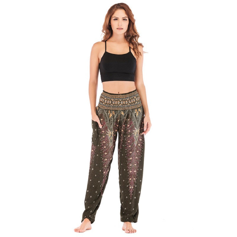 High Waist Loose Print Lantern Yoga Pants Mssza