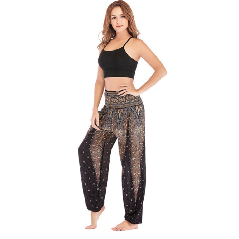 High Waist Loose Print Lantern Yoga Pants Mssza