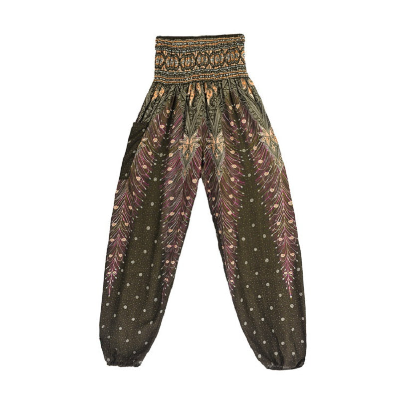 High Waist Loose Print Lantern Yoga Pants Mssza