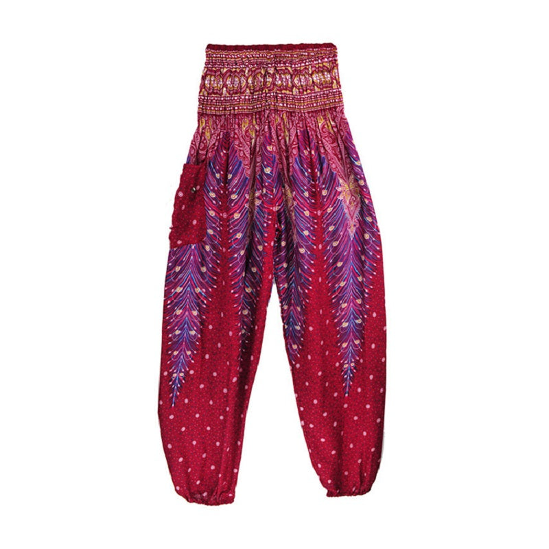 High Waist Loose Print Lantern Yoga Pants Mssza