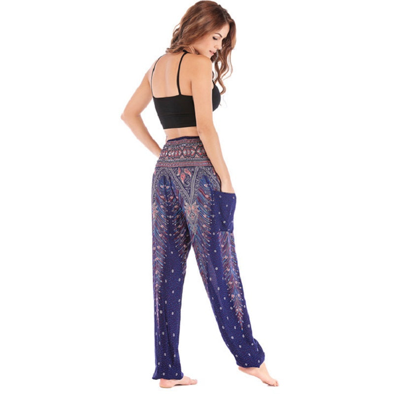 High Waist Loose Print Lantern Yoga Pants Mssza