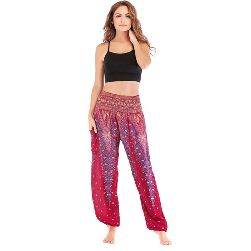 High Waist Loose Print Lantern Yoga Pants Mssza