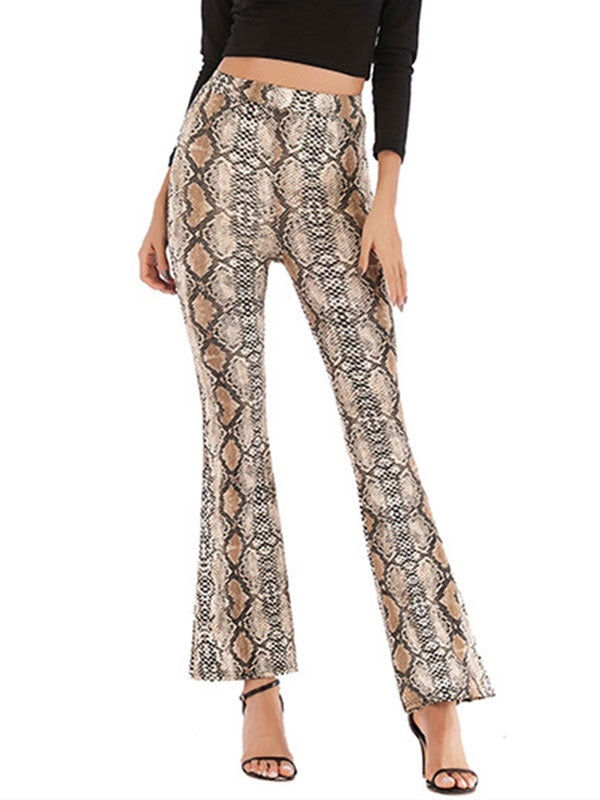 High Waist Pants Leopard Print Flare Leg Trousers Mssza