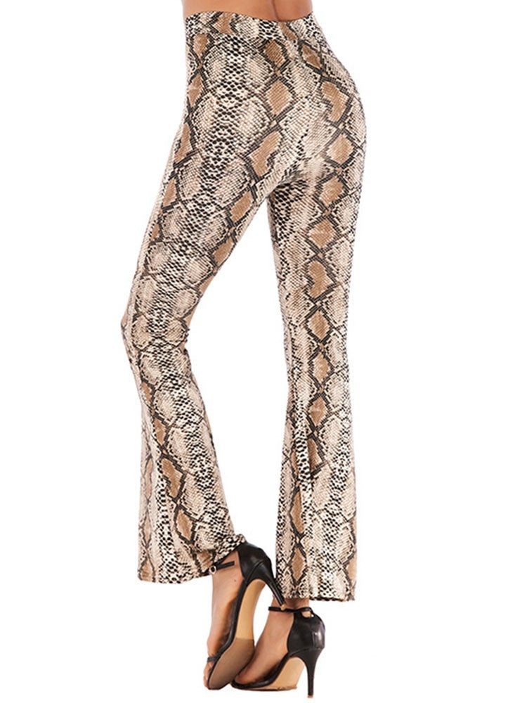 High Waist Pants Leopard Print Flare Leg Trousers Mssza