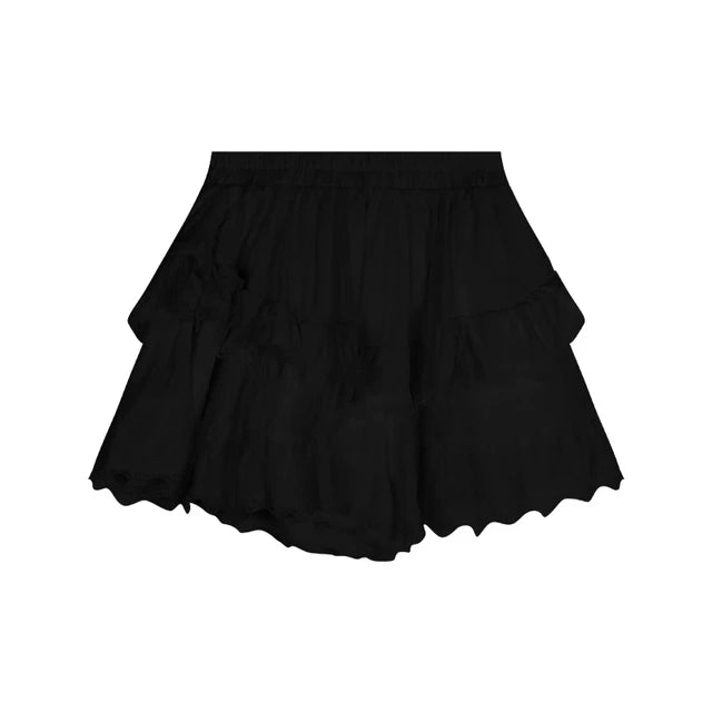 High Waist Patchwork Lace Irregular A-line Preppy Style Mini Skirt Mssza