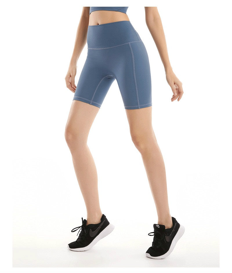 High Waist Plain Squat Proof Fitness Workout Athletic Shorts Mssza