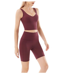 High Waist Plain Squat Proof Fitness Workout Athletic Shorts Mssza