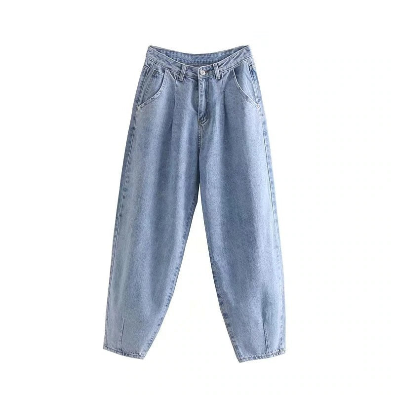 High Waist Pockets Loose Jeans Mssza