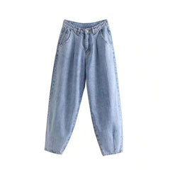 High Waist Pockets Loose Jeans Mssza