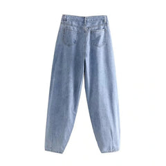 High Waist Pockets Loose Jeans Mssza