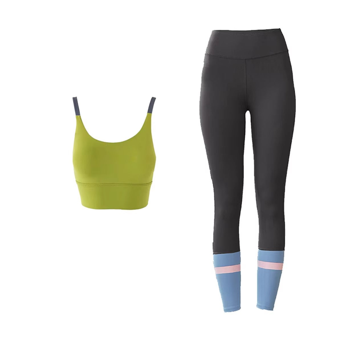 High Waist Quick Dry Running Workout Leggings Shockproof Sports Bra Yoga Fitness Suit Mssza