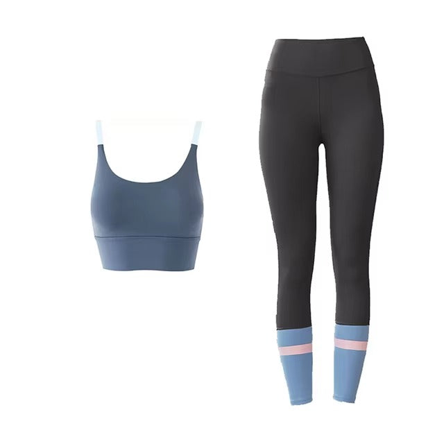 High Waist Quick Dry Running Workout Leggings Shockproof Sports Bra Yoga Fitness Suit Mssza
