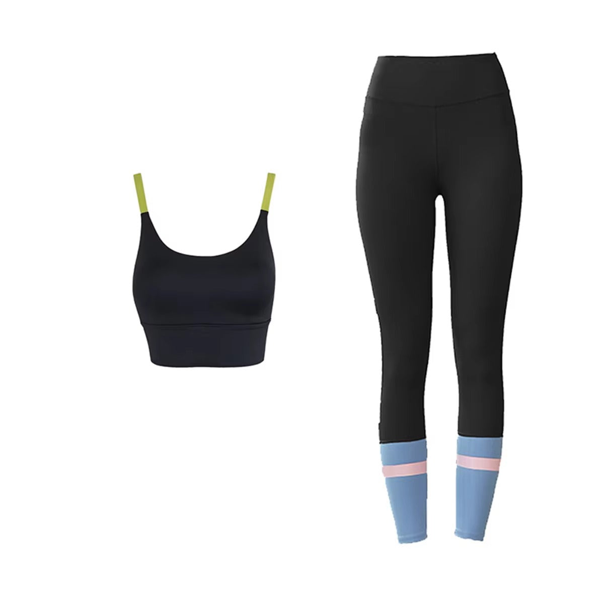 High Waist Quick Dry Running Workout Leggings Shockproof Sports Bra Yoga Fitness Suit Mssza