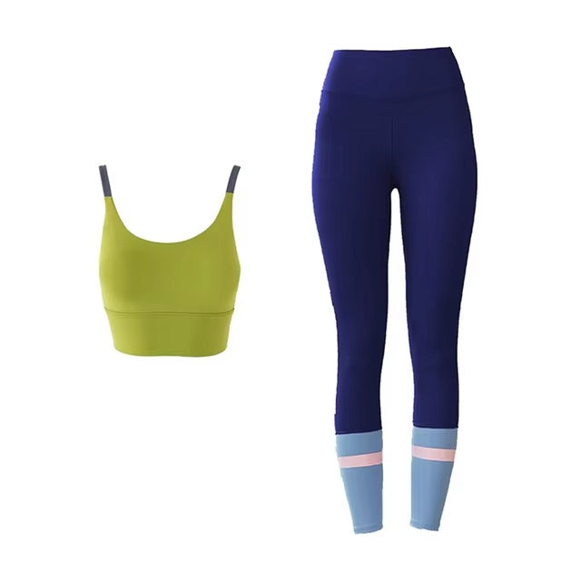 High Waist Quick Dry Running Workout Leggings Shockproof Sports Bra Yoga Fitness Suit Mssza
