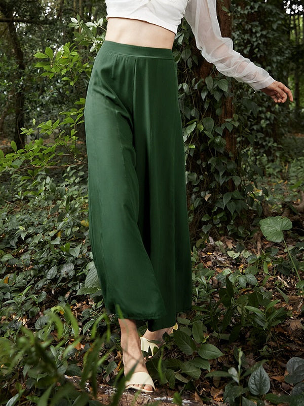 High Waist Solid Loose Wide Leg Pants Mssza