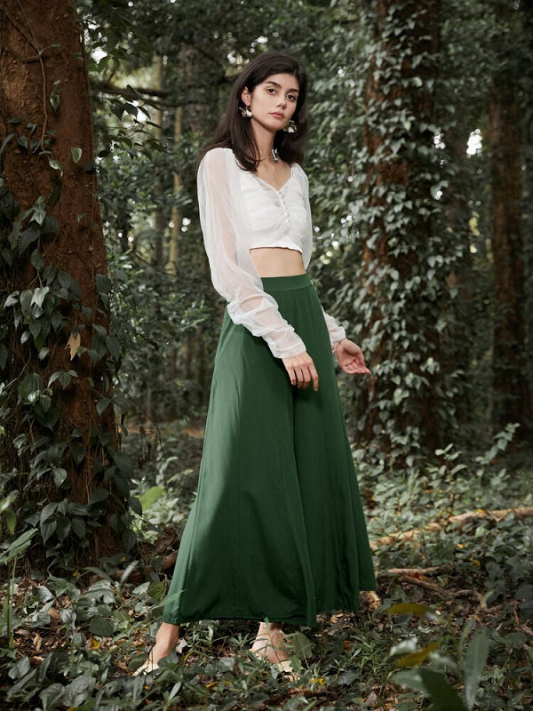 High Waist Solid Loose Wide Leg Pants Mssza