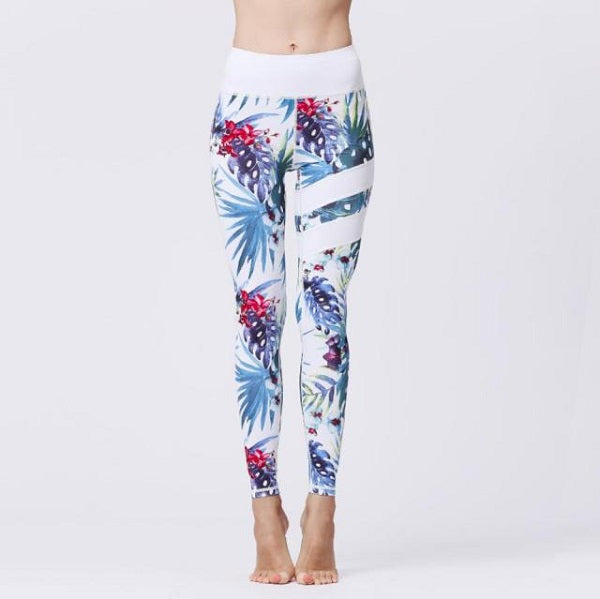 High Waist Sports Prints Long Tights Push Up Running Workout Mssza