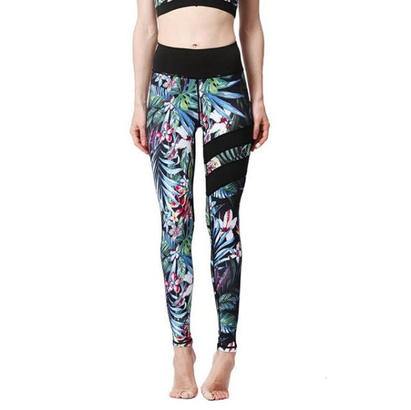 High Waist Sports Prints Long Tights Push Up Running Workout Mssza