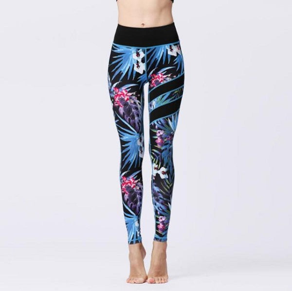 High Waist Sports Prints Long Tights Push Up Running Workout Mssza