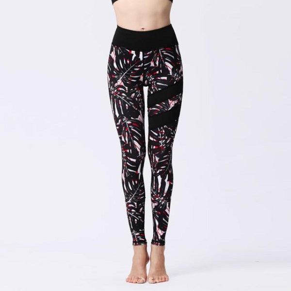High Waist Sports Prints Long Tights Push Up Running Workout Mssza