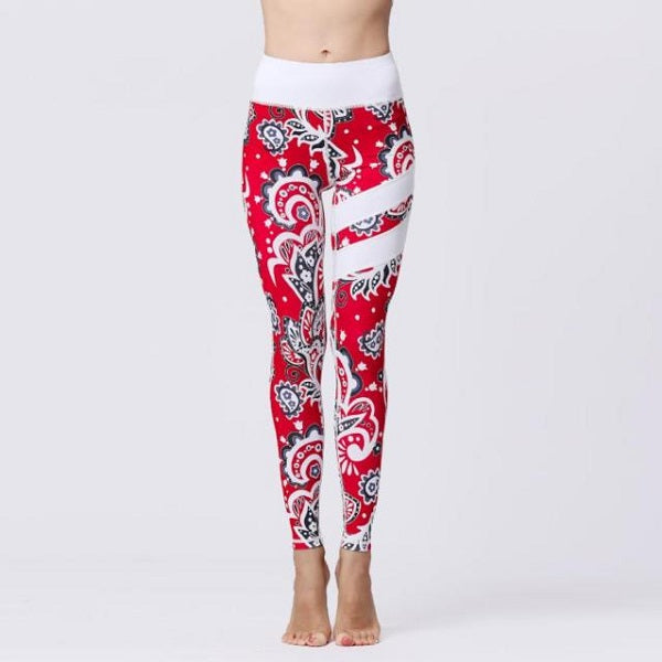 High Waist Sports Prints Long Tights Push Up Running Workout Mssza
