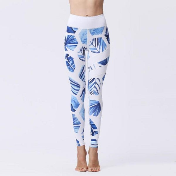 High Waist Sports Prints Long Tights Push Up Running Workout Mssza