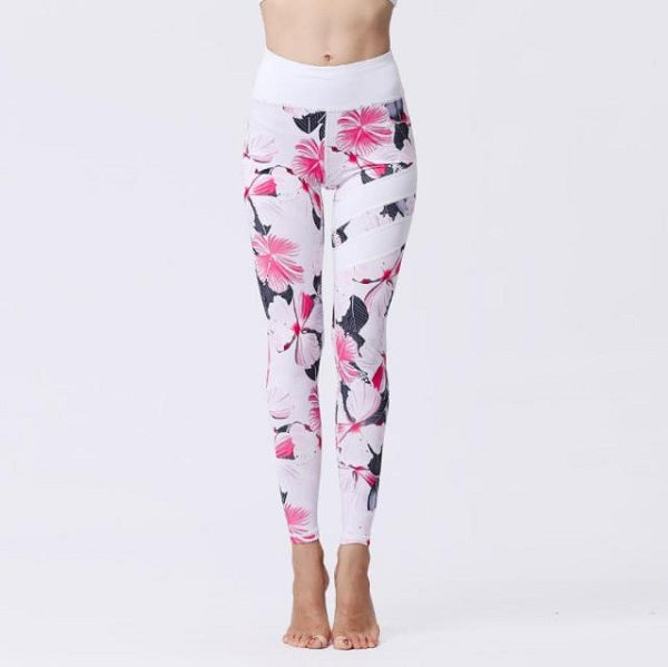 High Waist Sports Prints Long Tights Push Up Running Workout Mssza