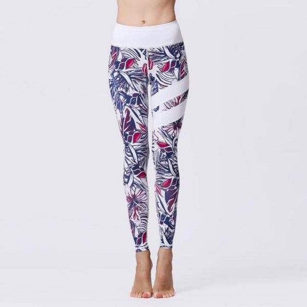 High Waist Sports Prints Long Tights Push Up Running Workout Mssza
