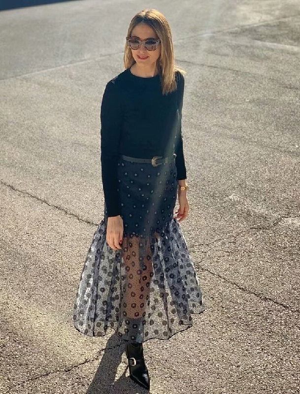High Waist Transparent Chic Ruffle Midi Skirts Mssza