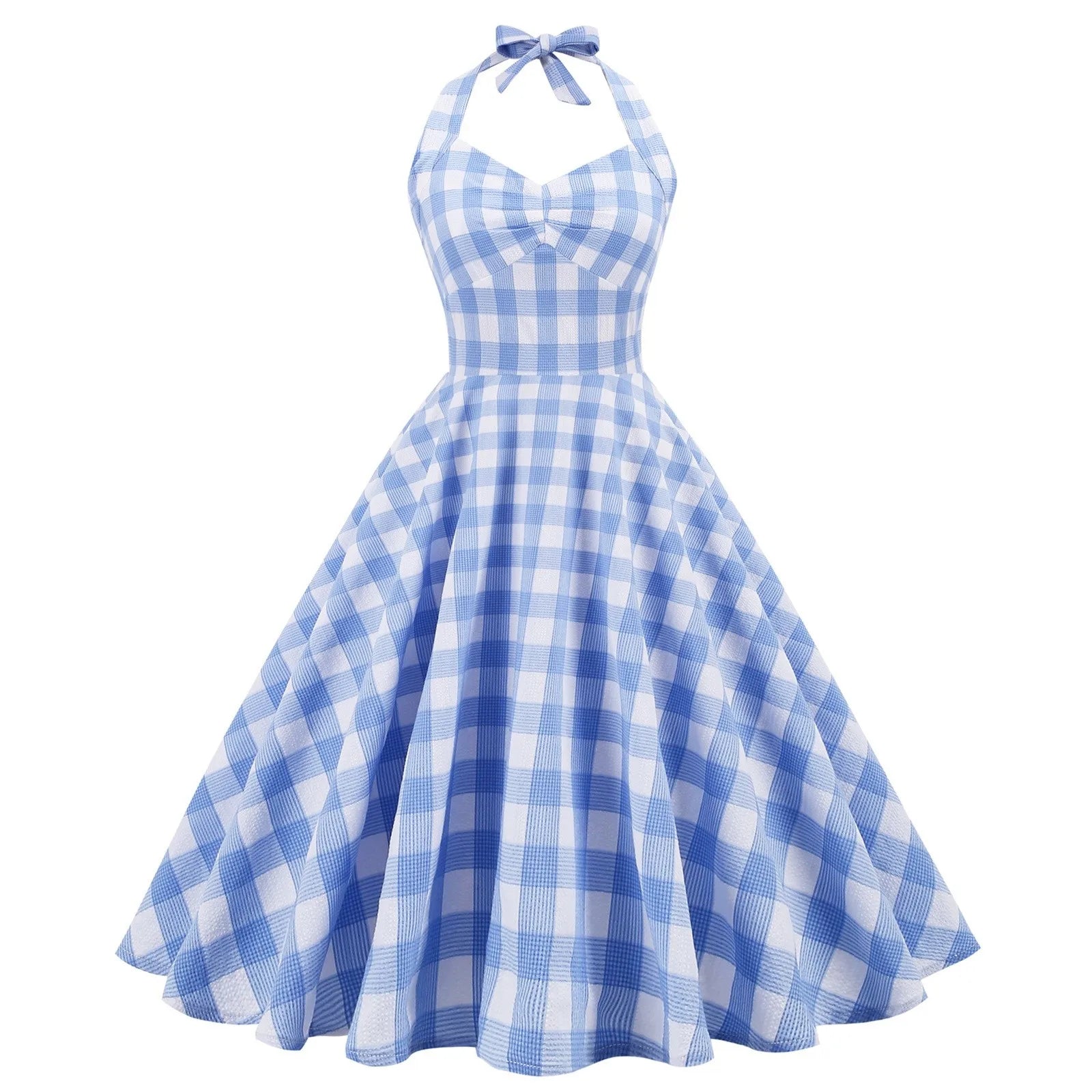 High Waisted Plaid Cocktail Backless  Vintage Strapless Retro Dress Mssaz Desses